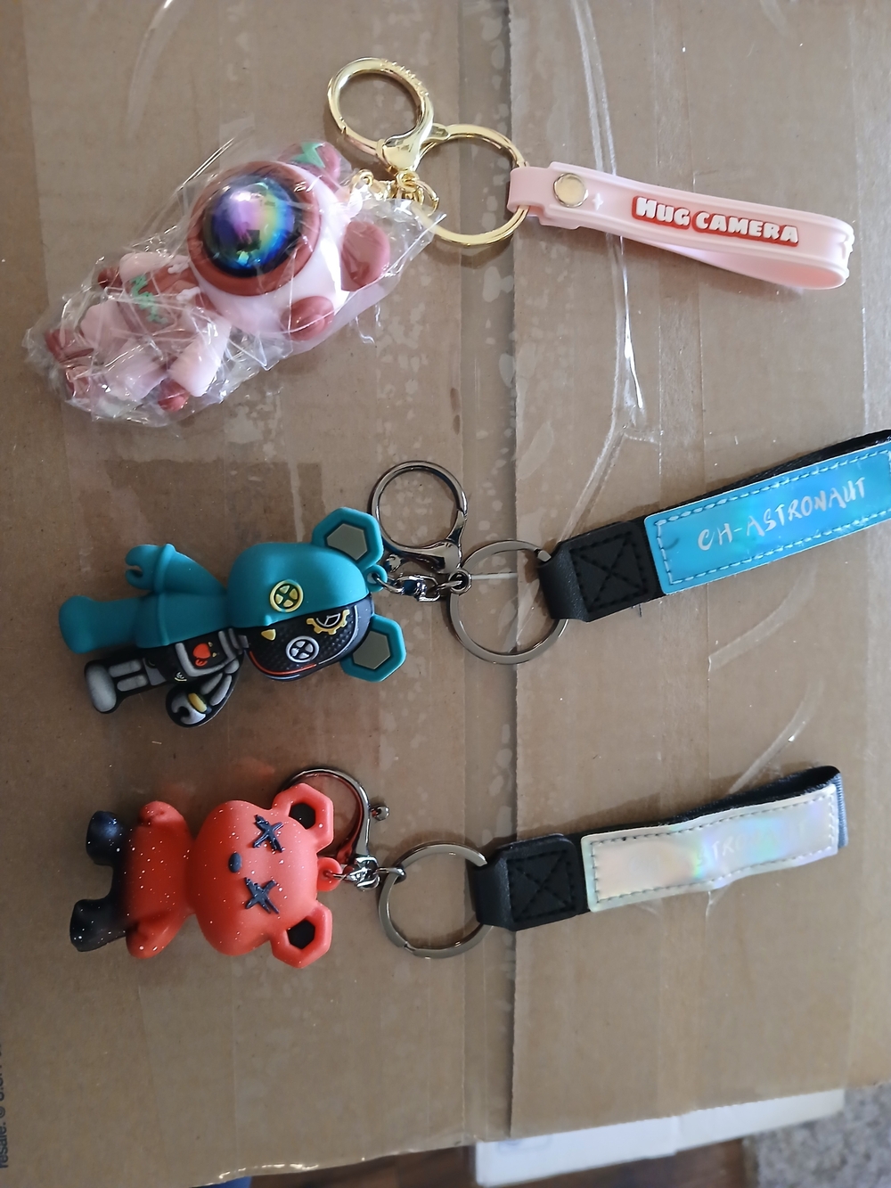 Kids Character Keychain Set - Pink, Teal, Red